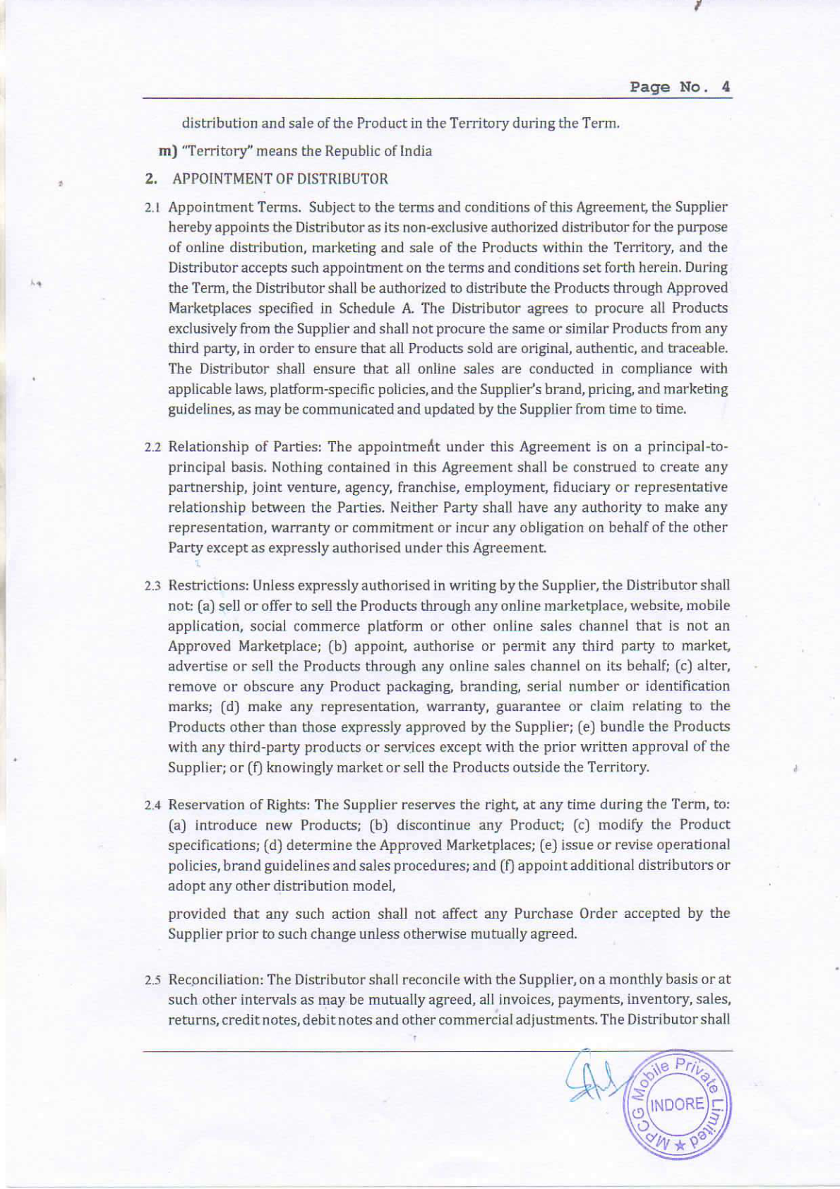 OPPO Online Channel Distribution Agreement - page 5