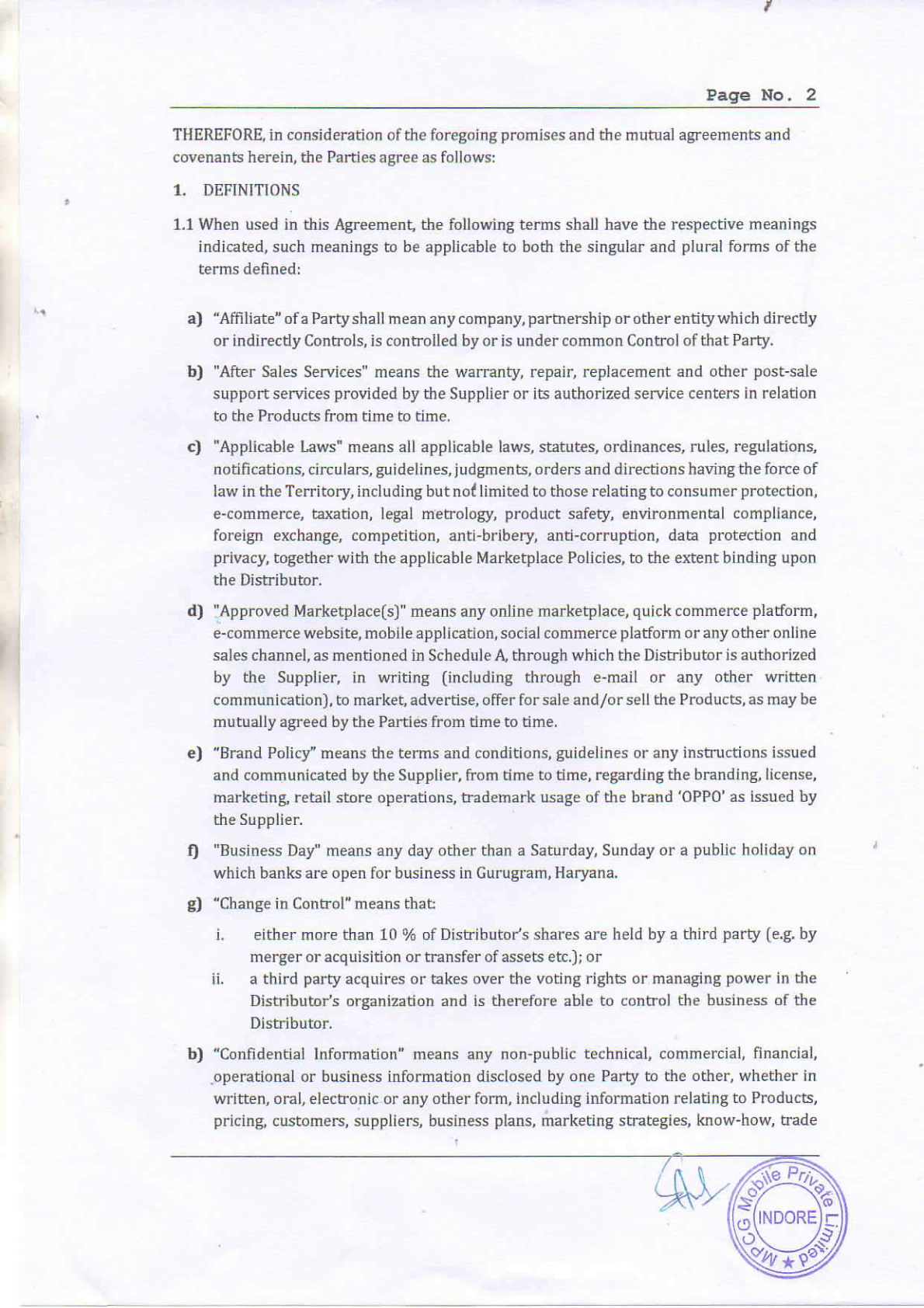 OPPO Online Channel Distribution Agreement - page 3