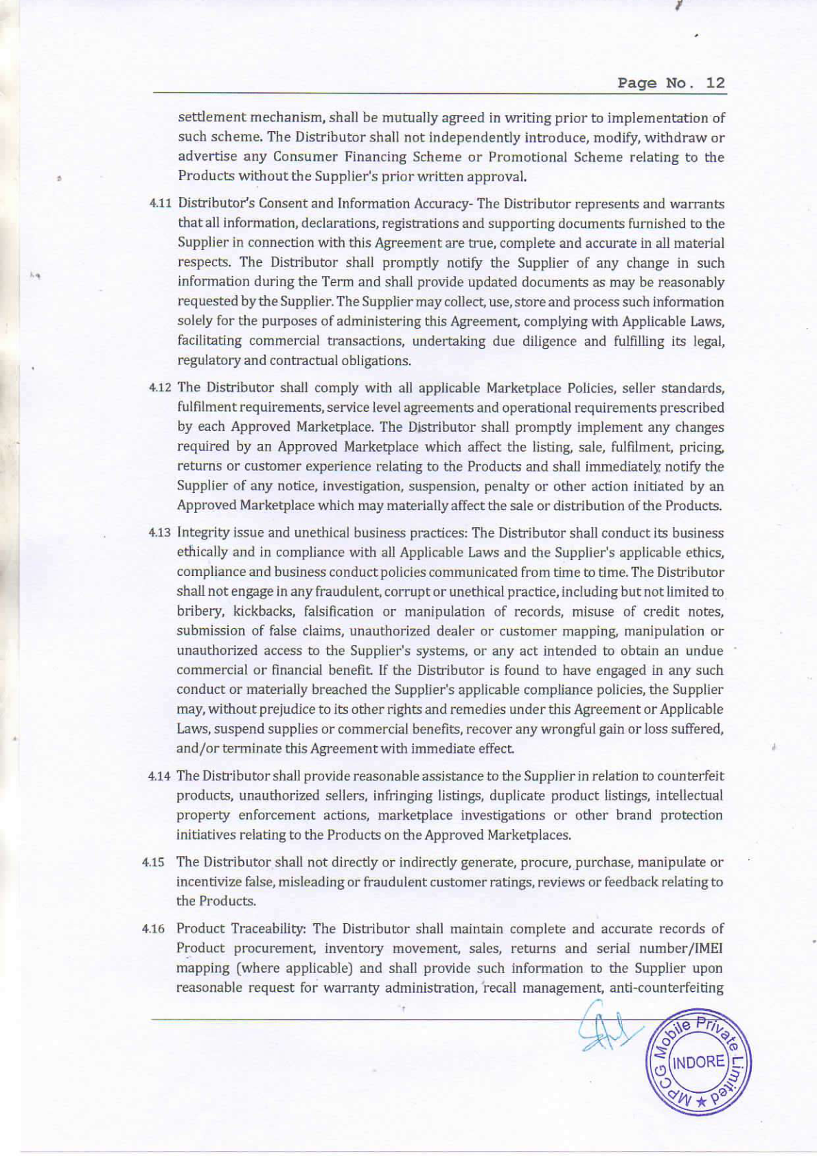 OPPO Online Channel Distribution Agreement - page 13
